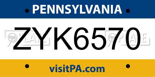 ZYK6570 Pennsylvania License Plate