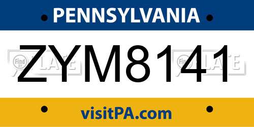 ZYM8141 Pennsylvania License Plate