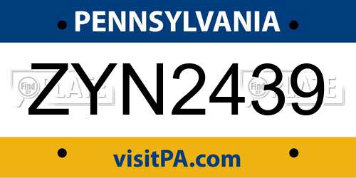 ZYN2439 license plate in PA state