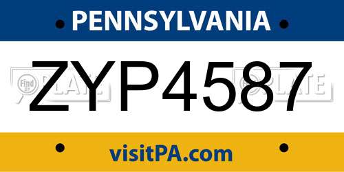 ZYP4587 Pennsylvania License Plate