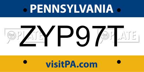 ZYP97T Pennsylvania License Plate