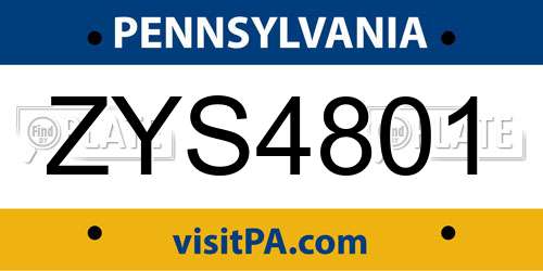 ZYS4801 Pennsylvania License Plate