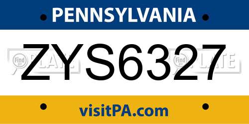 ZYS6327 Pennsylvania License Plate