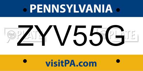 ZYV55G Pennsylvania License Plate