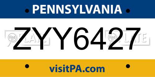 ZYY6427 Pennsylvania License Plate
