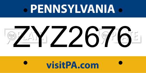 ZYZ2676 Pennsylvania License Plate
