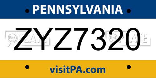 ZYZ7320 Pennsylvania License Plate