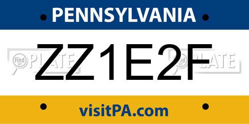 ZZ1E2F Pennsylvania License Plate