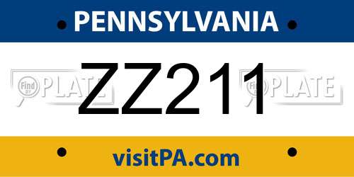 ZZ211 Pennsylvania License Plate