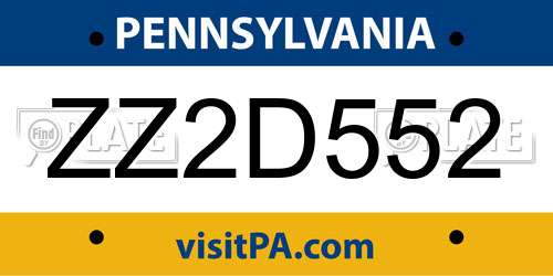 ZZ2D552 Pennsylvania License Plate