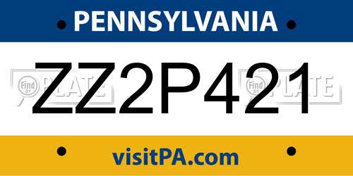 ZZ2P421 Pennsylvania License Plate
