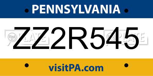 ZZ2R545 Pennsylvania License Plate