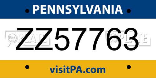 ZZ57763 Pennsylvania License Plate