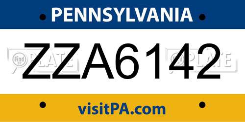 ZZA6142 Pennsylvania License Plate
