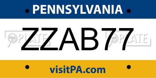 ZZAB77 Pennsylvania License Plate