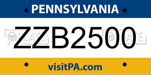 ZZB2500 Pennsylvania License Plate