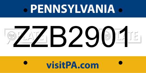 ZZB2901 Pennsylvania License Plate