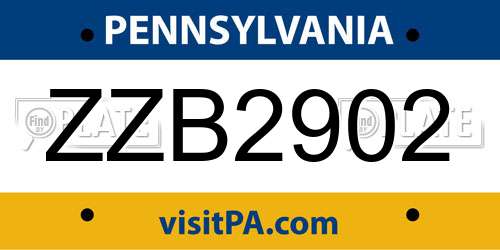 ZZB2902 Pennsylvania License Plate