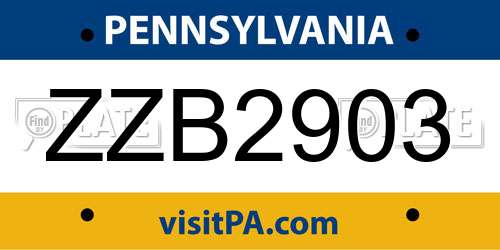 ZZB2903 Pennsylvania License Plate