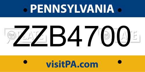 ZZB4700 Pennsylvania License Plate