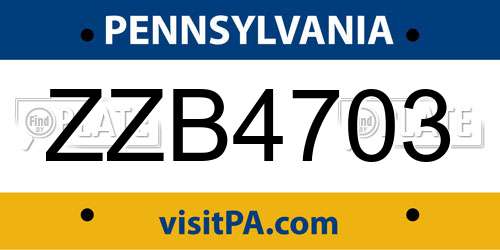 ZZB4703 Pennsylvania License Plate