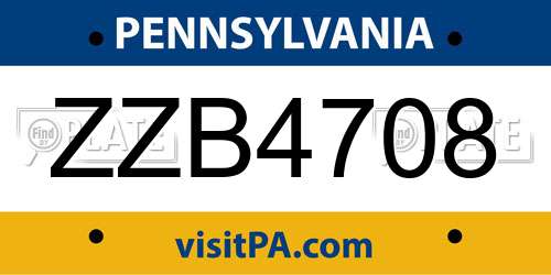 ZZB4708 Pennsylvania License Plate