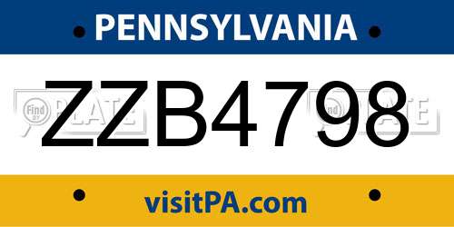 ZZB4798 Pennsylvania License Plate