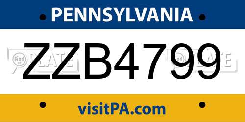 ZZB4799 Pennsylvania License Plate