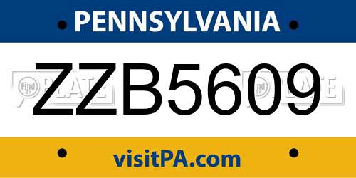 ZZB5609 Pennsylvania License Plate