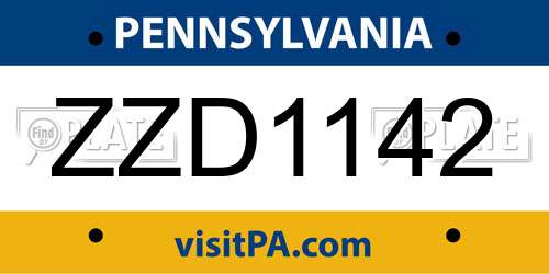 ZZD1142 Pennsylvania License Plate