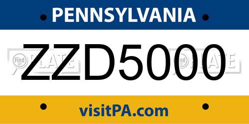 ZZD5000 Pennsylvania License Plate