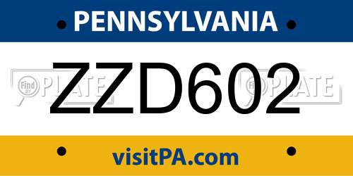 ZZD602 Pennsylvania License Plate