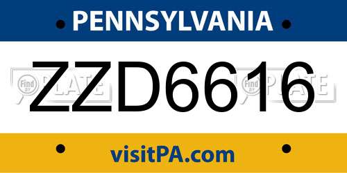 ZZD6616 Pennsylvania License Plate