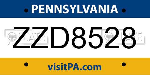 ZZD8528 Pennsylvania License Plate
