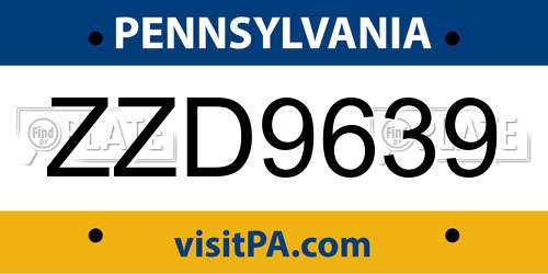 ZZD9639 Pennsylvania License Plate