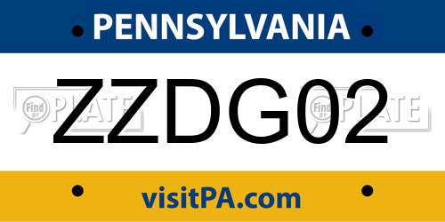 ZZDG02 Pennsylvania License Plate
