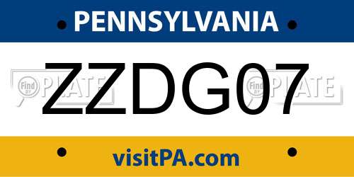 ZZDG07 Pennsylvania License Plate