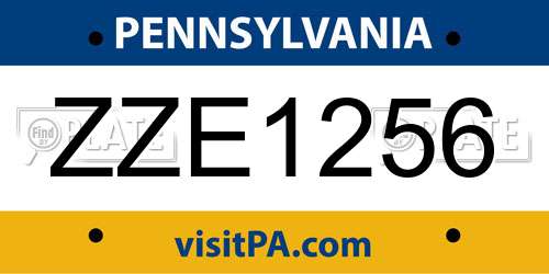 ZZE1256 Pennsylvania License Plate