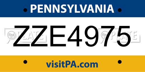 ZZE4975 Pennsylvania License Plate