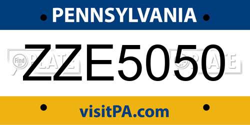 ZZE5050 Pennsylvania License Plate