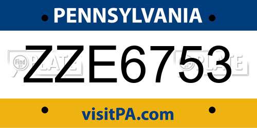 ZZE6753 Pennsylvania License Plate