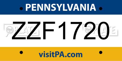 ZZF1720 Pennsylvania License Plate