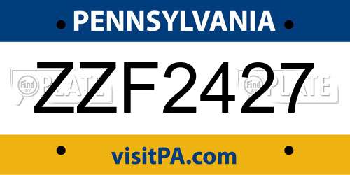 ZZF2427 Pennsylvania License Plate