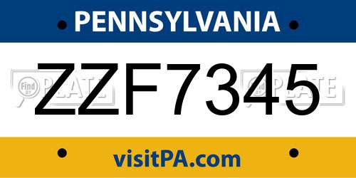 ZZF7345 Pennsylvania License Plate
