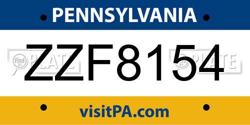 ZZF8154 Pennsylvania License Plate