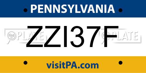 ZZI37F Pennsylvania License Plate
