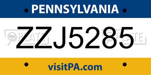 ZZJ5285 Pennsylvania License Plate