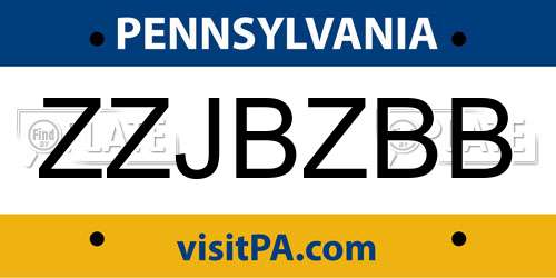 ZZJBZBB Pennsylvania License Plate
