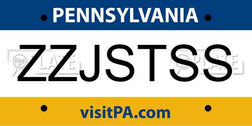 ZZJSTSS Pennsylvania License Plate