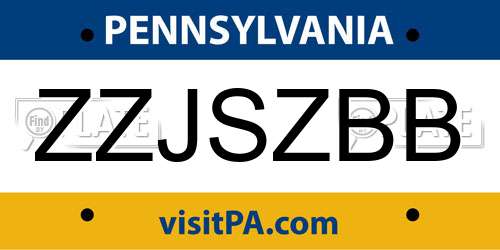 ZZJSZBB Pennsylvania License Plate